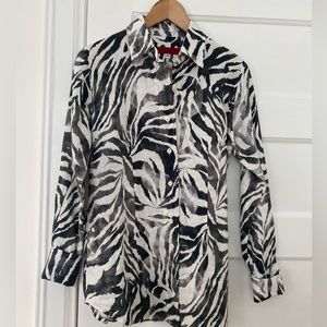 100% linen zebra print shirt made in Canada